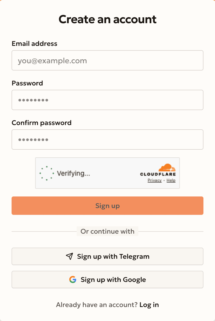 The Autogram sign-up form