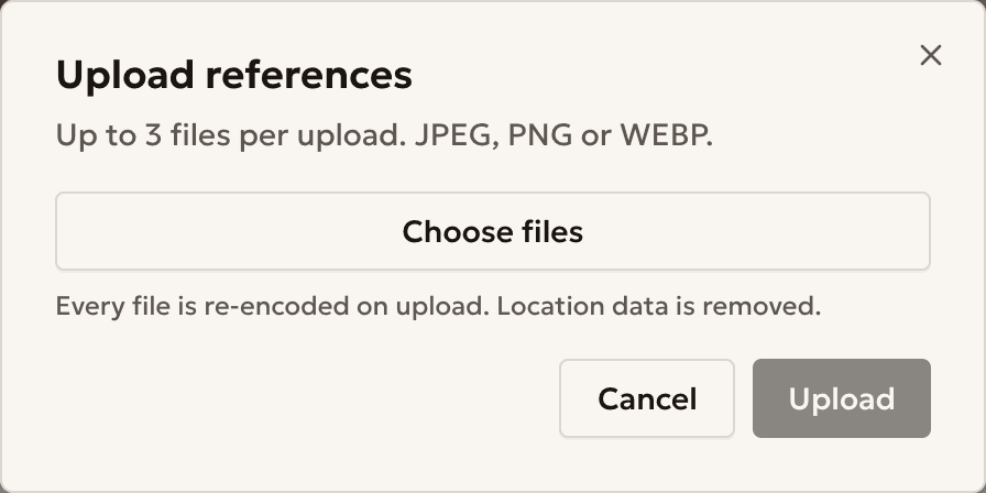 The window to upload references